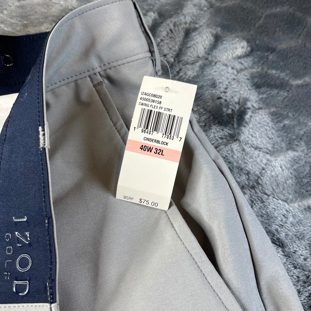IZOD Golf Pants Mens 40x32 Gray Swing Flex Straight Fit Performance IZAGC08020 - Picture 6 of 10